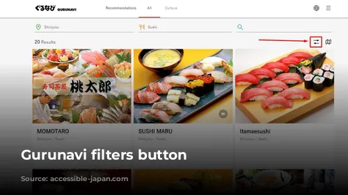 Gurunavi filters button