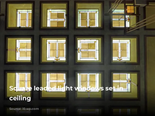 Square leaded light windows set in a ceiling