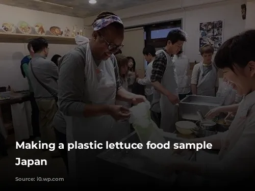 Making a plastic lettuce food sample in Japan