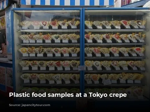 Plastic food samples at a Tokyo crepe shop