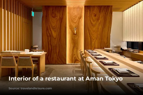 Interior of a restaurant at Aman Tokyo