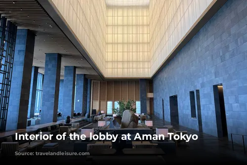 Interior of the lobby at Aman Tokyo