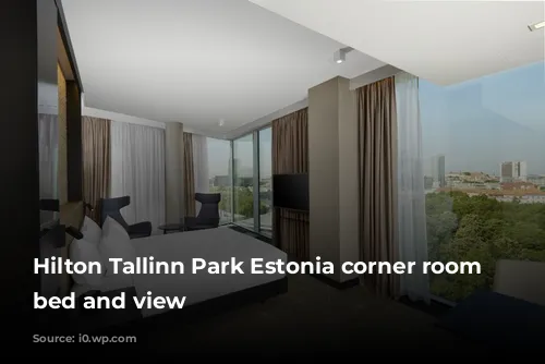 Hilton Tallinn Park Estonia corner room with bed and view