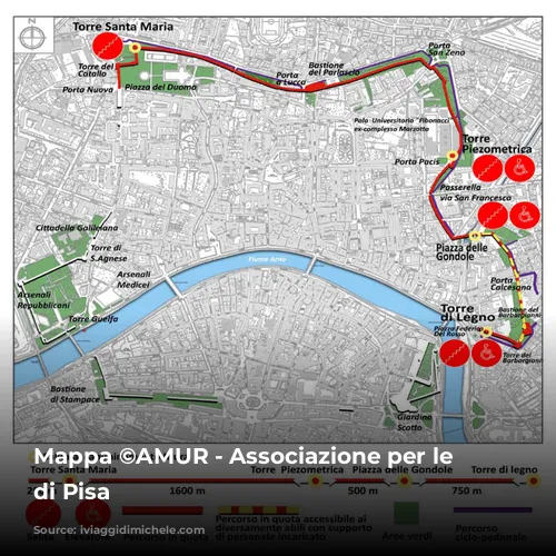 Mappa ©AMUR - Associazione per le Mura di Pisa