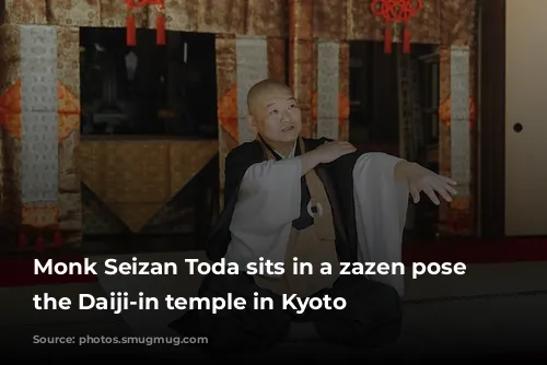 Monk Seizan Toda sits in a zazen pose at the Daiji-in temple in Kyoto