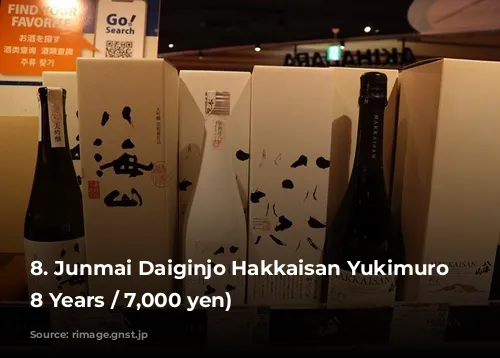 8. Junmai Daiginjo Hakkaisan Yukimuro (Aged 8 Years / 7,000 yen)