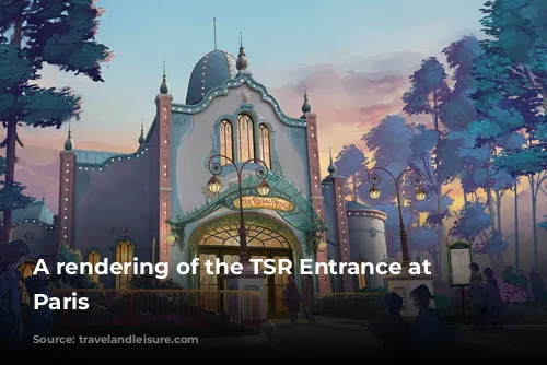 A rendering of the TSR Entrance at Disneyland Paris 