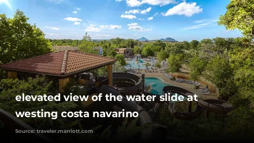 elevated view of the water slide at the westing costa navarino