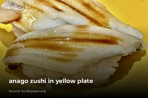 anago zushi in yellow plate