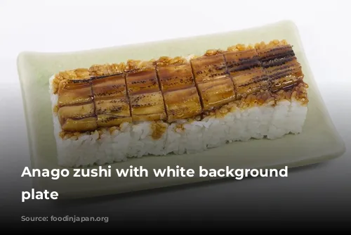 Anago zushi with white background and plate