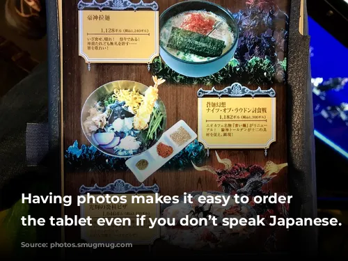 Having photos makes it easy to order from the tablet even if you don’t speak Japanese.