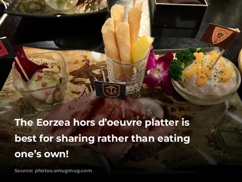 The Eorzea hors d’oeuvre platter is really best for sharing rather than eating on one’s own!