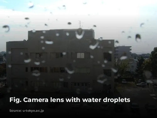 Fig. Camera lens with water droplets