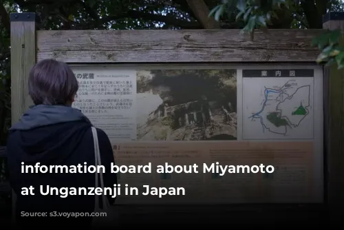 information board about Miyamoto Musashi at Unganzenji in Japan