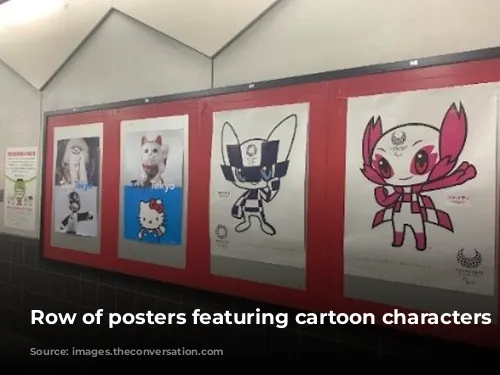 Row of posters featuring cartoon characters