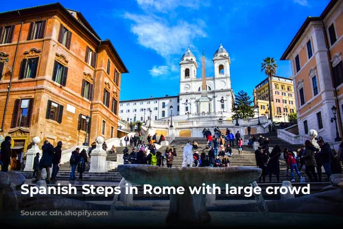 Spanish Steps in Rome with large crowd