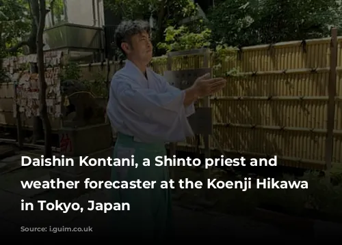 Daishin Kontani, a Shinto priest and certified weather forecaster at the Koenji Hikawa shrine in Tokyo, Japan