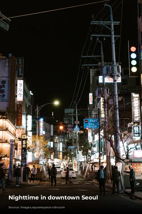 Nighttime in downtown Seoul