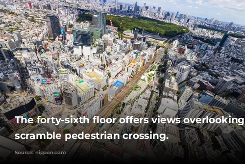 The forty-sixth floor offers views overlooking Shibuya’s scramble pedestrian crossing.