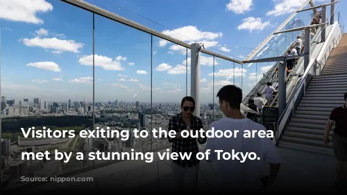 Visitors exiting to the outdoor area are met by a stunning view of Tokyo.