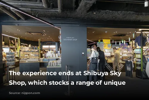 The experience ends at Shibuya Sky Souvenir Shop, which stocks a range of unique items.