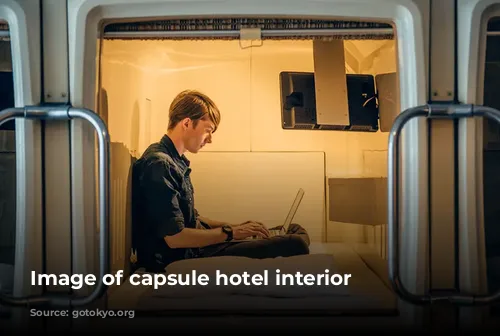 Image of capsule hotel interior