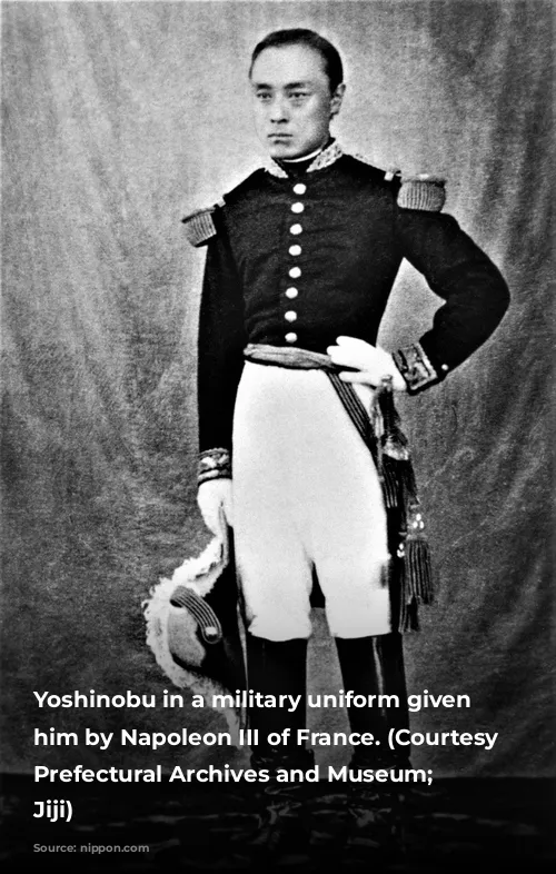 Yoshinobu in a military uniform given to him by Napoleon III of France. (Courtesy Ibaraki Prefectural Archives and Museum; © Jiji)