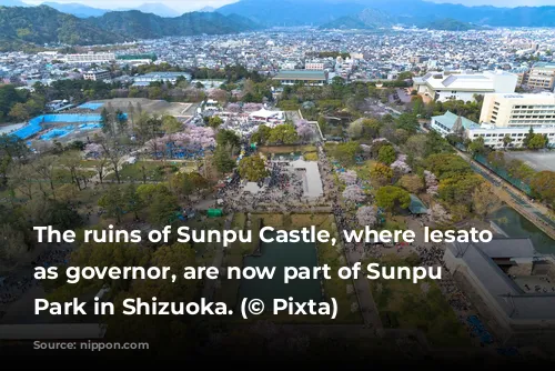 The ruins of Sunpu Castle, where Iesato lived as governor, are now part of Sunpu Castle Park in Shizuoka. (© Pixta)