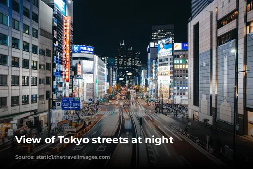 View of Tokyo streets at night 