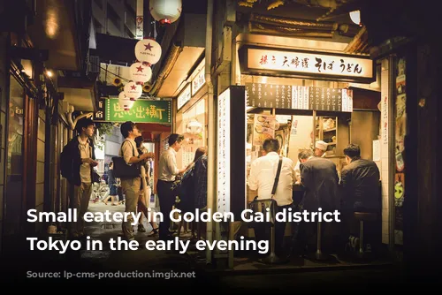 Small eatery in Golden Gai district of Tokyo in the early evening 