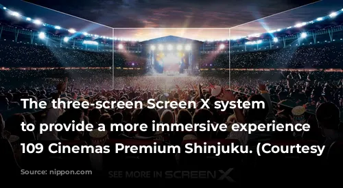 The three-screen Screen X system aims to provide a more immersive experience at 109 Cinemas Premium Shinjuku. (Courtesy Tōkyū)