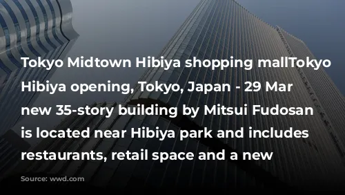 Tokyo Midtown Hibiya shopping mallTokyo Midtown Hibiya opening, Tokyo, Japan - 29 Mar 2018The new 35-story building by Mitsui Fudosan Realty is located near Hibiya park and includes offices, restaurants, retail space and a new cinema.