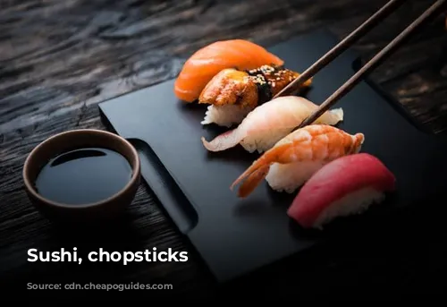 Sushi, chopsticks