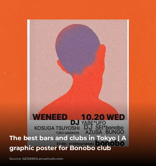 The best bars and clubs in Tokyo | A red graphic poster for Bonobo club