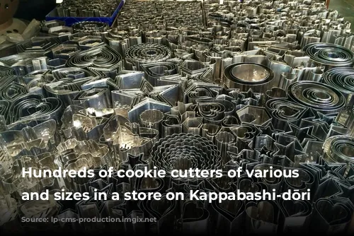 Hundreds of cookie cutters of various shapes and sizes in a store on Kappabashi-dōri