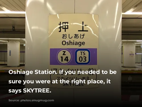 Oshiage Station. If you needed to be absolutely sure you were at the right place, it even says SKYTREE.