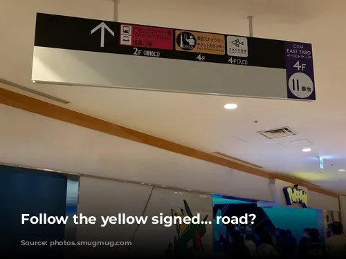 Follow the yellow signed... road?