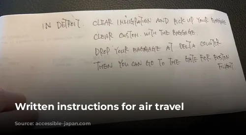 Written instructions for air travel