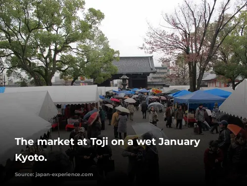 The market at Toji on a wet January day, Kyoto.