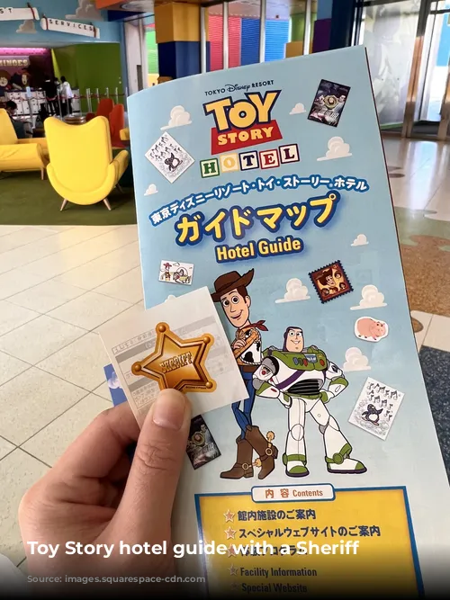  Toy Story hotel guide with a Sheriff sticker 